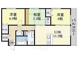 レクエルド藤 3LDKの間取図画像