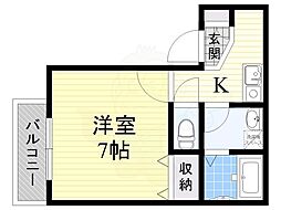 メゾネット21 1Kの間取図画像