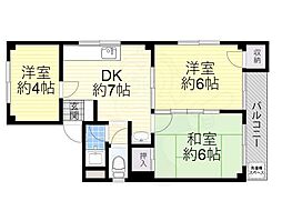 サンワライフマンション 3DKの間取図画像