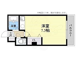 高槻クリスタルビル ワンルームの間取図画像