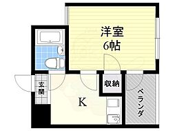フレディーハイツ京口1 1Kの間取図画像