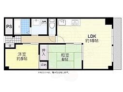 シャルマンコーポ摂津富田 2LDKの間取図画像