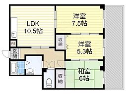 森本マンション 3LDKの間取図画像