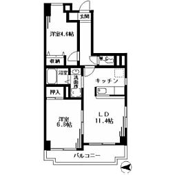 グランメール小平 2LDKの間取図画像