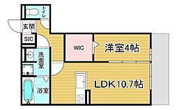 近鉄京都線 伏見駅 徒歩6分の賃貸アパート 1階1LDKの間取り