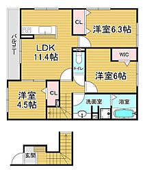 阪急嵐山線 嵐山駅 徒歩15分の賃貸アパート 2階3LDKの間取り