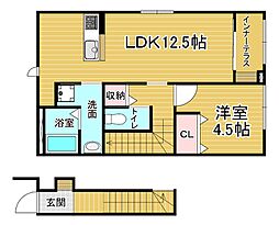 京福電気鉄道北野線 常盤駅 徒歩2分の賃貸アパート 2階1LDKの間取り