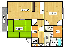 叡山電鉄鞍馬線 岩倉駅 徒歩10分の賃貸アパート 1階2DKの間取り