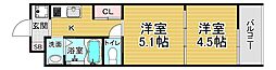 アドバンス京都リエートI 2Kの間取図画像