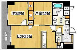 プレサンスロジェ四条大宮駅前 2LDKの間取図画像