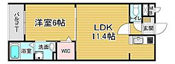 アーバンコート堀川西 1LDKの間取図画像