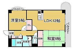 プルーリオン上桂 2LDKの間取図画像