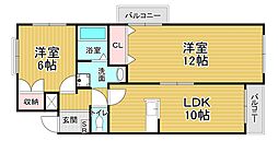 香珠マンション 2LDKの間取図画像