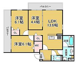 エンラージ西院 3LDKの間取図画像