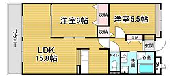 エスポワール 2LDKの間取図画像