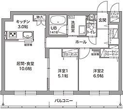 ジュノール千歳真々地 2LDKの間取図画像