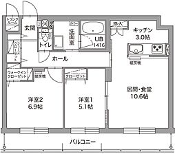 ジュノール千歳真々地 2LDKの間取図画像