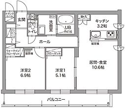 ジュノール千歳真々地 2LDKの間取図画像