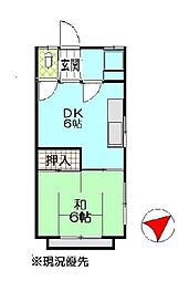 第二戸沢荘 1DKの間取図画像
