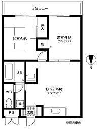 メゾン・ド・アージュ 2DKの間取図画像