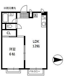 ハギオビラ 1LDKの間取図画像
