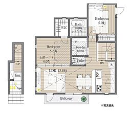 RESIDENCE NEW SARA 2LDKの間取図画像