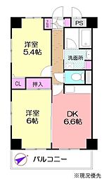 コルティーレ仲町台 2DKの間取図画像