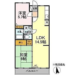 カサベルデU 2LDKの間取図画像