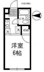 リジエール2 ワンルームの間取図画像