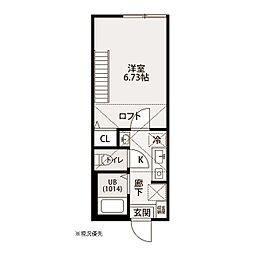 Venus Lagoon三枚町 1Kの間取図画像