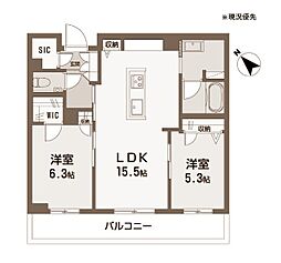 グラン リジエール 2LDKの間取図画像