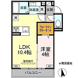 D'Bless横濱岸根公園II 1LDKの間取図画像