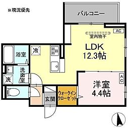 D'Bless横濱岸根公園II 1LDKの間取図画像