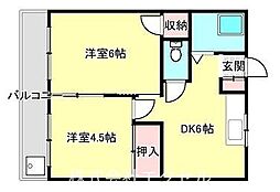 高橋ハイム 2DKの間取図画像