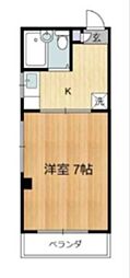 シンセリティ津田 1Kの間取図画像