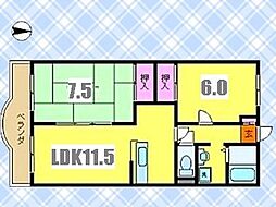 K・Kマンション 2LDKの間取図画像