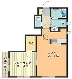 シャルマンK 1LDKの間取図画像