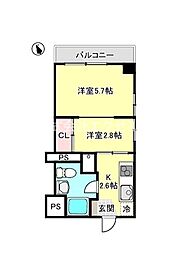 ハイネス立川 2Kの間取図画像