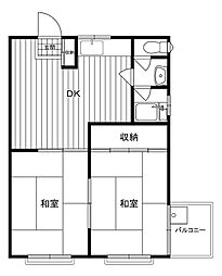コーポサンライト 2DKの間取図画像