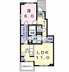 サン・ブライトC館 1LDKの間取図画像