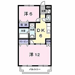 メゾンむさし野 2DKの間取図画像