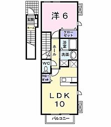 サニーレジデンスK2 1LDKの間取図画像