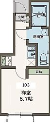 国分寺市日吉町1丁目アパート 1DKの間取図画像