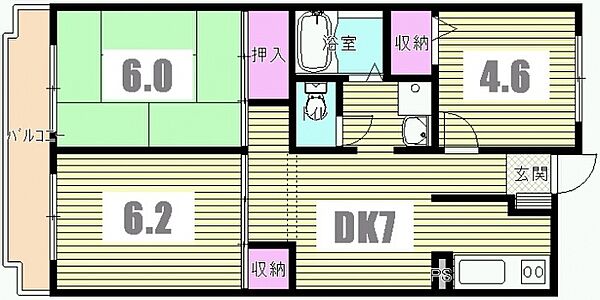 東京都昭島市美堀町５丁目(賃貸マンション3DK・4階・54.59㎡)の写真 その2