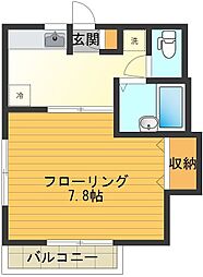 JR中央本線 立川駅 徒歩10分の賃貸アパート 2階1Kの間取り