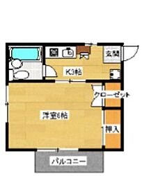 京王線 高幡不動駅 徒歩13分の賃貸アパート 1階1Kの間取り
