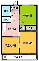 JR中央本線 八王子駅 徒歩11分の賃貸マンション 2階3DKの間取り