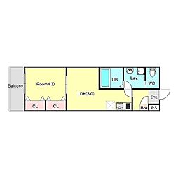 京王高尾線 狭間駅 徒歩4分の賃貸アパート 3階1LDKの間取り