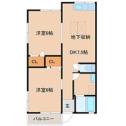 メジロハウス 2DKの間取図画像