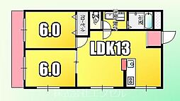 北田ハイム 2LDKの間取図画像